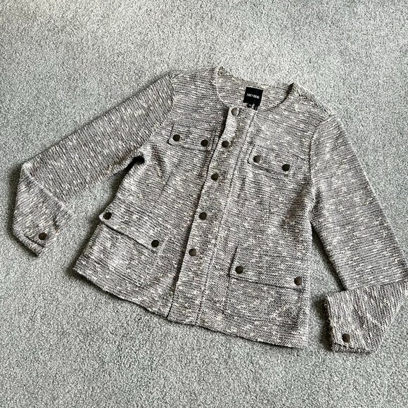 - NIC+ZOE Tweed Metallic Knit Blazer Great with Turtleneck Petite Med   - 1H2310 - Picture 2 of 9